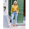 Zeagoo Satin Blouses for Women Silk Button Down Shirts Long Sleeve Tops(Yellow)