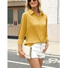 Zeagoo Satin Blouses for Women Silk Button Down Shirts Long Sleeve Tops(Yellow)
