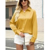 Zeagoo Satin Blouses for Women Silk Button Down Shirts Long Sleeve Tops(Yellow)
