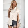 Zeagoo Satin Blouses for Women Silk Button Down Shirts Short Sleeve Tops Work Business Casual Summer Outfits(Cream)