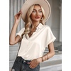 Zeagoo Satin Blouses for Women Silk Button Down Shirts Short Sleeve Tops Work Business Casual Summer Outfits(Cream)