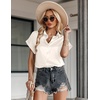 Zeagoo Satin Blouses for Women Silk Button Down Shirts Short Sleeve Tops Work Business Casual Summer Outfits(Cream)