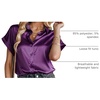 Zeagoo Satin Blouses for Women Silk Button Down Shirts Short Sleeve Tops Work Business Casual Summer Outfits(Purple)