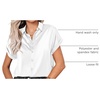 Zeagoo Satin Blouses for Women Silk Button Down Shirts Short Sleeve Tops Work Business Casual Summer Outfits(White)