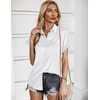 Zeagoo Satin Blouses for Women Silk Button Down Shirts Short Sleeve Tops Work Business Casual Summer Outfits(White)