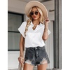 Zeagoo Satin Blouses for Women Silk Button Down Shirts Short Sleeve Tops Work Business Casual Summer Outfits(White)