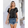 Zeagoo Satin Silk Blouses Short Sleeve Crewneck Top for Women Dressy Casual(Black)