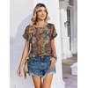 Zeagoo Satin Silk Blouses Short Sleeve Crewneck Top for Women Dressy Casual(Bobo Multicolor 721)