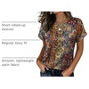 Zeagoo Satin Silk Blouses Short Sleeve Crewneck Top for Women Dressy Casual(Bobo Multicolor 721)