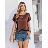 Zeagoo Satin Silk Blouses Short Sleeve Crewneck Top for Women Dressy Casual(Brown)