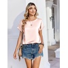 Zeagoo Satin Silk Blouses Short Sleeve Crewneck Top for Women Dressy Casual(Champagne)
