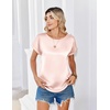 Zeagoo Satin Silk Blouses Short Sleeve Crewneck Top for Women Dressy Casual(Champagne)