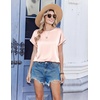 Zeagoo Satin Silk Blouses Short Sleeve Crewneck Top for Women Dressy Casual(Champagne)
