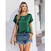 Zeagoo Satin Silk Blouses Short Sleeve Crewneck Top for Women Dressy Casual(Green)