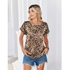 Zeagoo Satin Silk Blouses Short Sleeve Crewneck Top for Women Dressy Casual(Leopard Print)