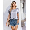 Zeagoo Satin Silk Blouses Short Sleeve Crewneck Top for Women Dressy Casual(Light Grey)