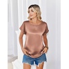 Zeagoo Satin Silk Blouses Short Sleeve Crewneck Top for Women Dressy Casual(Light Khaki)