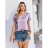 Zeagoo Satin Silk Blouses Short Sleeve Crewneck Top for Women Dressy Casual(Light Purple)