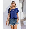 Zeagoo Satin Silk Blouses Short Sleeve Crewneck Top for Women Dressy Casual(Navy Blue)