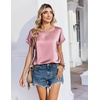 Zeagoo Satin Silk Blouses Short Sleeve Crewneck Top for Women Dressy Casual(Pink)