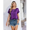 Zeagoo Satin Silk Blouses Short Sleeve Crewneck Top for Women Dressy Casual(Purple)