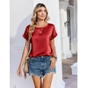 Zeagoo Satin Silk Blouses Short Sleeve Crewneck Top for Women Dressy Casual(Red)