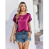 Zeagoo Satin Silk Blouses Short Sleeve Crewneck Top for Women Dressy Casual(Rose Red)