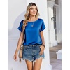 Zeagoo Satin Silk Blouses Short Sleeve Crewneck Top for Women Dressy Casual(Royal Blue)