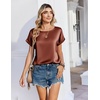 Zeagoo Satin Silk Blouses Short Sleeve Crewneck Top for Women Dressy Casual(Terracotta)