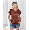 Zeagoo Satin Silk Blouses Short Sleeve Crewneck Top for Women Dressy Casual(Terracotta)