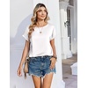 Zeagoo Satin Silk Blouses Short Sleeve Crewneck Top for Women Dressy Casual(White)