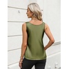Zeagoo Silk Satin Tank Tops for Women Scoop Neck Sleeveless Camisole Tops(Army Green)