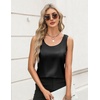 Zeagoo Silk Satin Tank Tops for Women Scoop Neck Sleeveless Camisole Tops(Black)