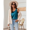 Zeagoo Silk Satin Tank Tops for Women Scoop Neck Sleeveless Camisole Tops(Blue Green)