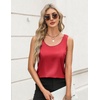 Zeagoo Silk Satin Tank Tops for Women Scoop Neck Sleeveless Camisole Tops(Deep Red)