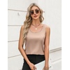 Zeagoo Silk Satin Tank Tops for Women Scoop Neck Sleeveless Camisole Tops(Light Khaki)