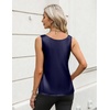 Zeagoo Silk Satin Tank Tops for Women Scoop Neck Sleeveless Camisole Tops(Navy Blue)