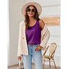 Zeagoo Silk Satin Tank Tops for Women Scoop Neck Sleeveless Camisole Tops(Purple)