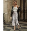 Zeagoo Skirts for Women High Waist Skirt Elegant Midi Skirt Satin(An445)