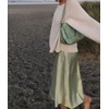 Zeagoo Skirts for Women High Waist Skirt Elegant Midi Skirt Satin(Apple Green)