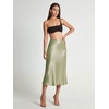 Zeagoo Skirts for Women High Waist Skirt Elegant Midi Skirt Satin(Apple Green)