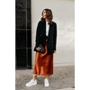 Zeagoo Skirts for Women High Waist Skirt Elegant Midi Skirt Satin(Caramel Colour)