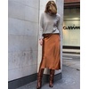Zeagoo Skirts for Women High Waist Skirt Elegant Midi Skirt Satin(Dark Brown)
