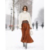 Zeagoo Skirts for Women High Waist Skirt Elegant Midi Skirt Satin(Dark Brown)