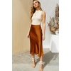 Zeagoo Skirts for Women High Waist Skirt Elegant Midi Skirt Satin(Dark Brown)