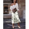 Zeagoo Skirts for Women High Waist Skirt Elegant Midi Skirt Satin(Dh1018)