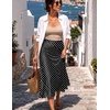 Zeagoo Skirts for Women High Waist Skirt Elegant Midi Skirt Satin(Dot Black White)