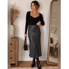 Zeagoo Skirts for Women High Waist Skirt Elegant Midi Skirt Satin(Dot Black White)