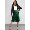 Zeagoo Skirts for Women High Waist Skirt Elegant Midi Skirt Satin(Green)