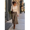 Zeagoo Skirts for Women High Waist Skirt Elegant Midi Skirt Satin(Leopard Print)